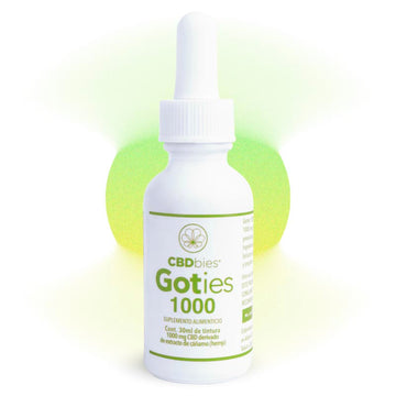 Gotero de 30 ml de gotas de CBD Goties 1000 mg.